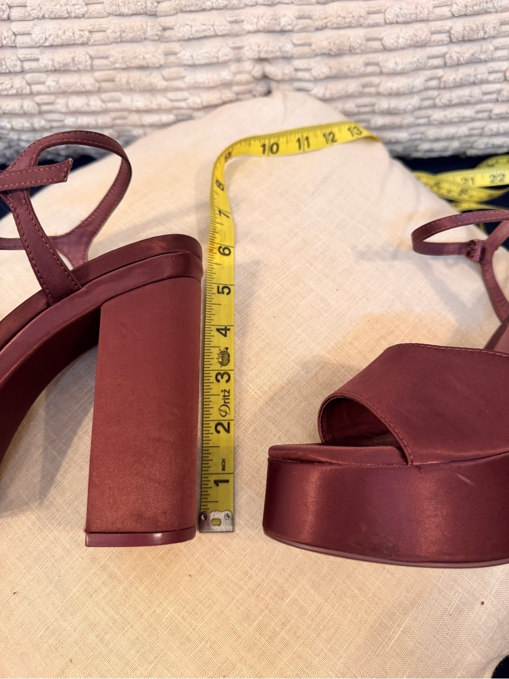 Zara Light Plum Satin Platform Block Heel Sandals - Picture 8 of 9